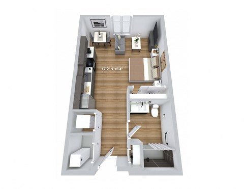 Floor plan for studio, 1 bath, 507 sqft
